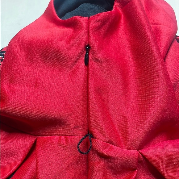 BEAUTEES Red Kids Dress with Black Floral Design - Picture 9 of 10